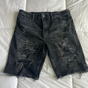 American Eagle NE(X)T LEVEL AIRFLEX Black Ripped Jean Shorts